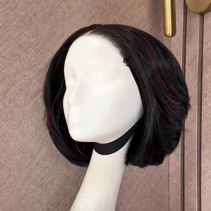 Coracrown Natural Realistic Highlights Layered Cut Bob 5×5 Lace Closure Wig