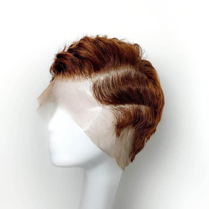 Copper Brown Full Lace Edgy Side Cut Short Pixie Wig
