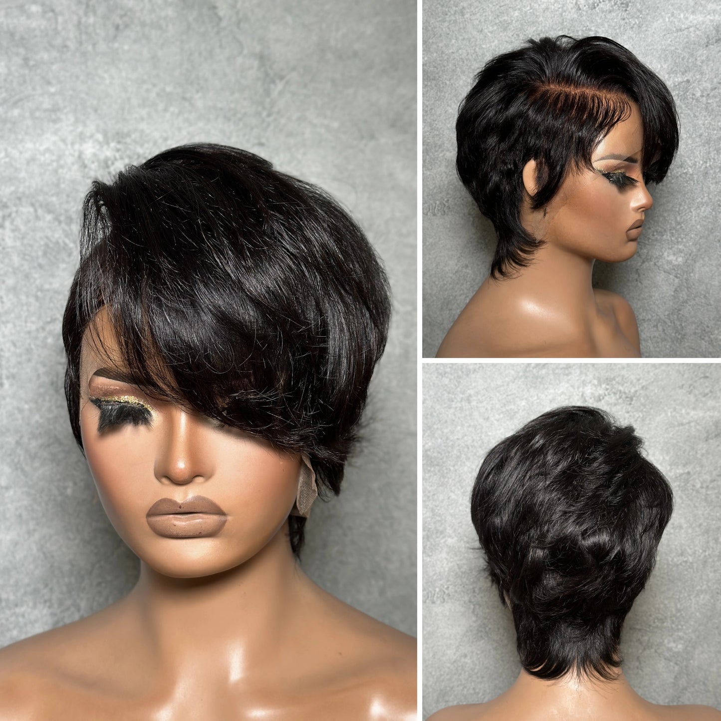 Glueless Short Pixie Cut Long Bangs Full Lace/13x4 Lace Frontal Wig