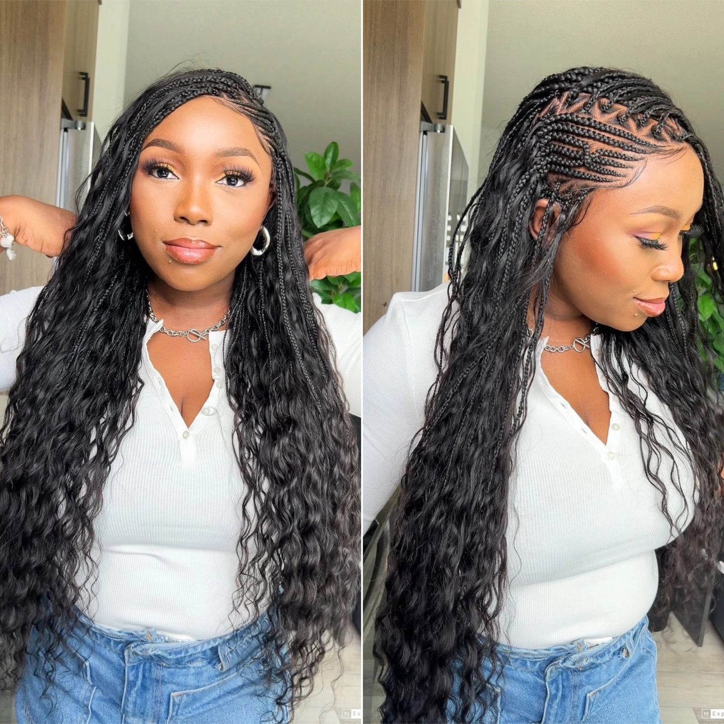 Full Lace Long Cornrows Braids With Invisi Drawstring Wig