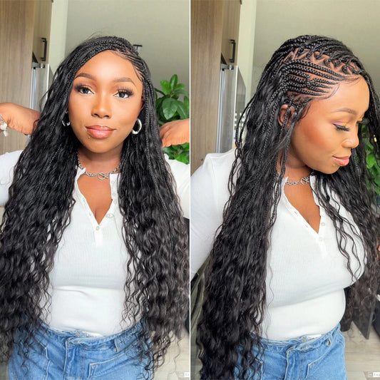 Full Lace Long Cornrows Braids With Invisi Drawstring Wig