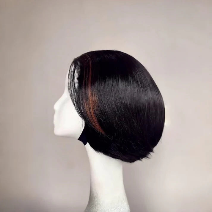 Coracrown Natural Realistic Highlights Layered Cut Bob 5×5 Lace Closure Wig