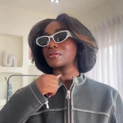 Coracrown Natural Realistic Highlights Layered Cut Bob 5×5 Lace Closure Wig