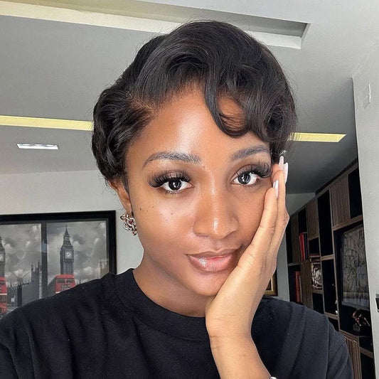 Boss Lady Side Part Layered Pixie Cuts 13x4 Frontal Lace Wig