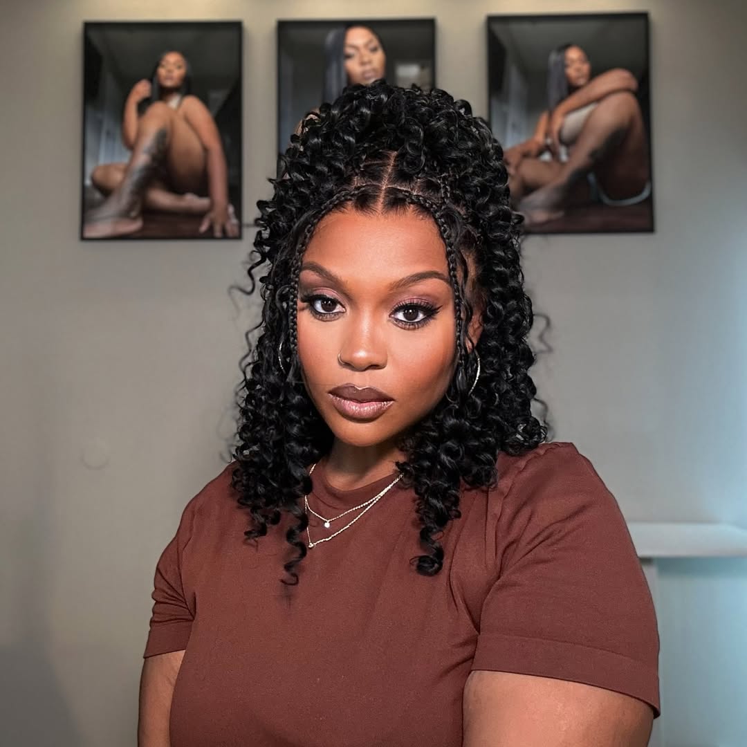 Full Lace Knotless Boho Curls Braided Bob With Invisi Drawstring HD Lace Wig