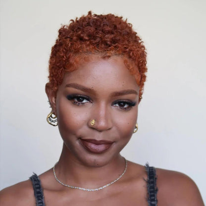 Full Lace Curly Afro Pixie Cut Wig With Drawstring