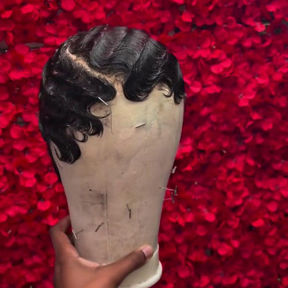 Glueless Full Lace Finger Wave Short Pixie Cut Wig