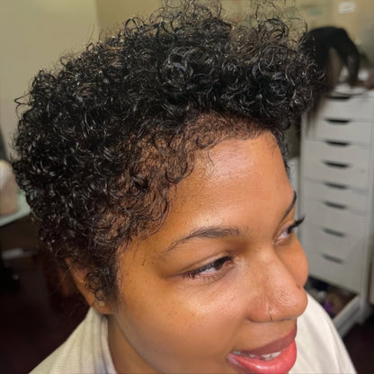 Full Lace Natural Black Kinky Curly Short Pixie Cut Glueless Wig