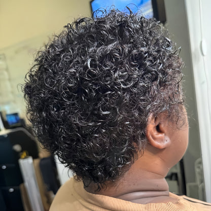 Full Lace Natural Black Kinky Curly Short Pixie Cut Glueless Wig