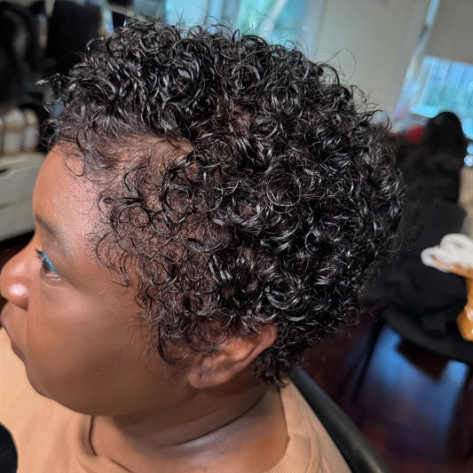 Full Lace Natural Black Kinky Curly Short Pixie Cut Glueless Wig