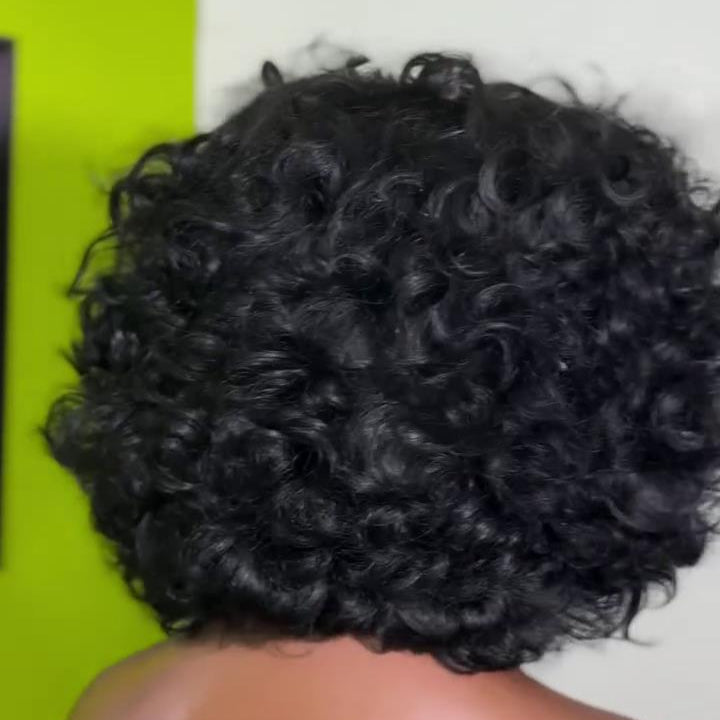 Put On & Go Voluminous Curly Glueless Bob Wig With Bangs
