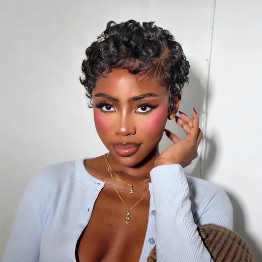 Full Lace Natural Hairline Finger Wave Pixie Cut Wig