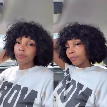 Put On & Go Voluminous Curly Glueless Bob Wig With Bangs
