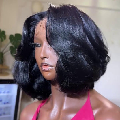Natural Hairline Layered Cut Glueless 5×5 Lace Closure Bob Wig