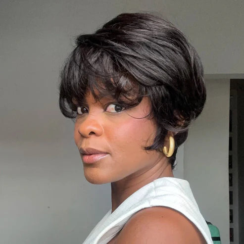 Put On & Go Vintage Curly Short Glueless Wig 100% Human Hair