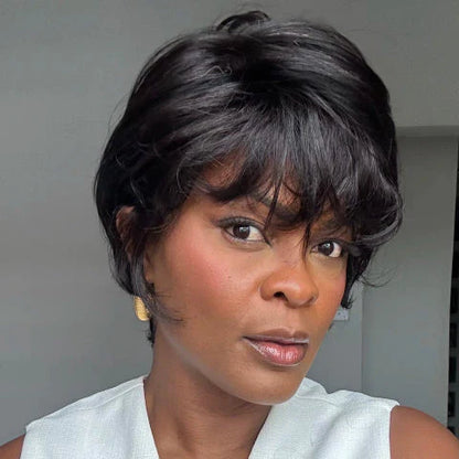 Put On & Go Vintage Curly Short Glueless Wig 100% Human Hair