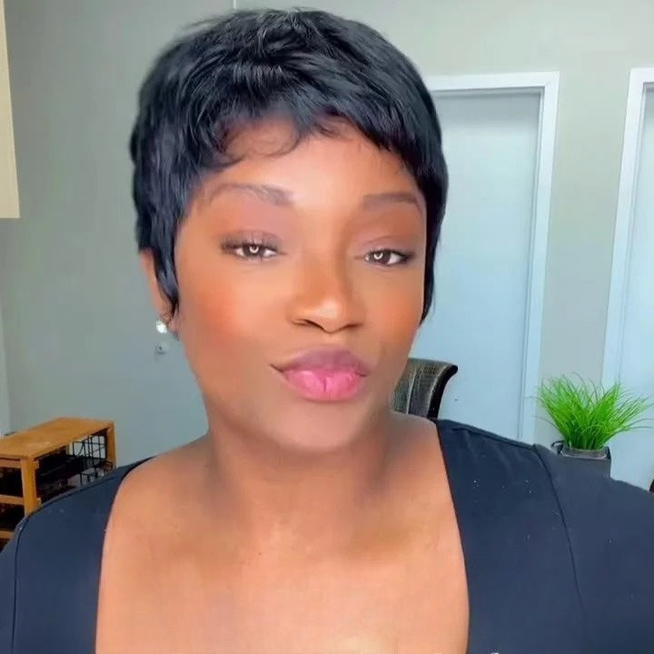 Natural Black Elegant Boss Vibe Short Pixie Cut