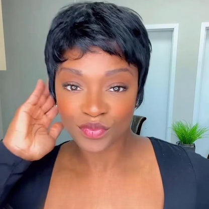 Natural Black Elegant Boss Vibe Short Pixie Cut
