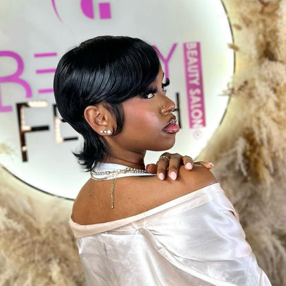 90s Shaggy Wolft Cut Side Part Pixie 13x4 Lace Wig