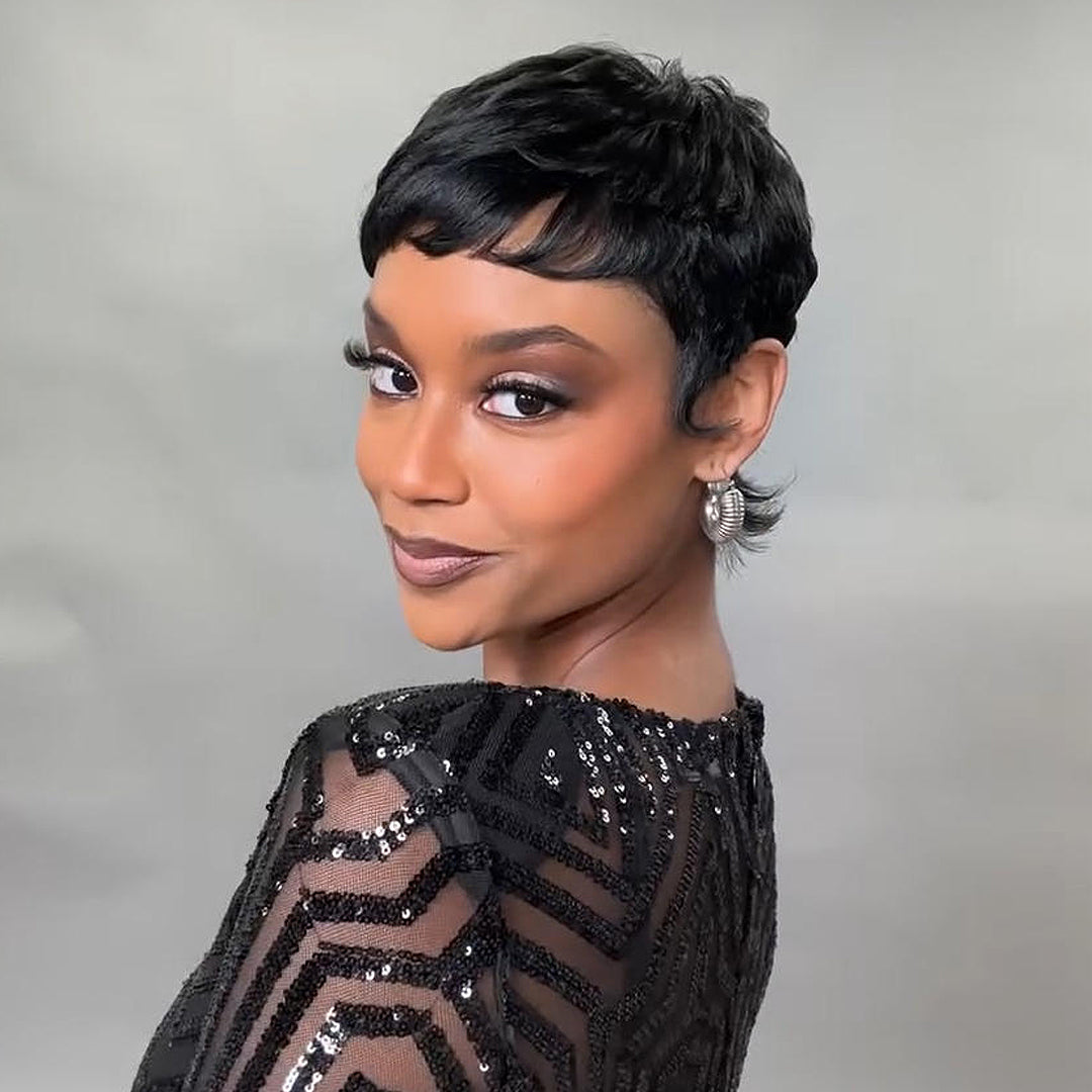 Full Lace 90s shaggy Pixie Cut Wig 100% Human Hair