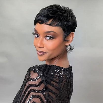 Full Lace 90s shaggy Pixie Cut Wig 100% Human Hair