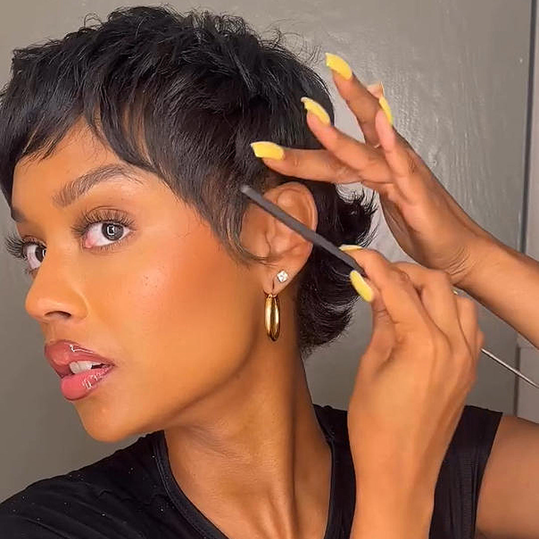 Full Lace 90s shaggy Pixie Cut Wig 100% Human Hair