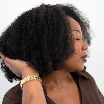 Kinky Coily Half Wig with Drawstring Human Hair Affordable Wig