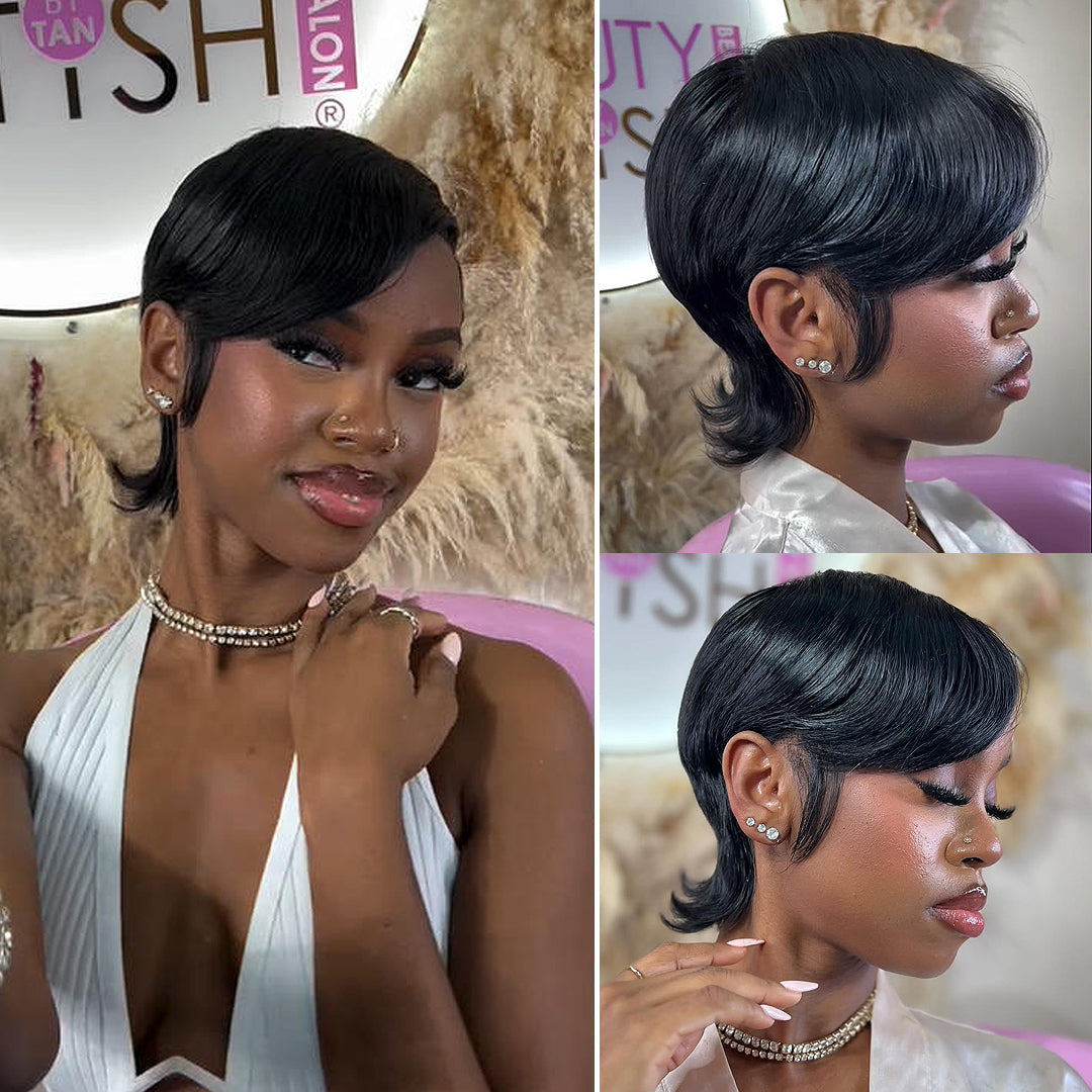 90s Shaggy Wolft Cut Side Part Pixie 13x4 Lace Wig