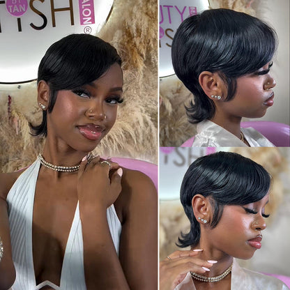 90s Shaggy Wolft Cut Side Part Pixie 13x4 Lace Wig