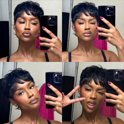 Full Lace 90s shaggy Pixie Cut Wig 100% Human Hair
