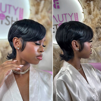 90s Shaggy Wolft Cut Side Part Pixie 13x4 Lace Wig