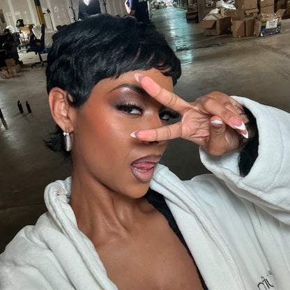 Full Lace 90s shaggy Pixie Cut Wig 100% Human Hair