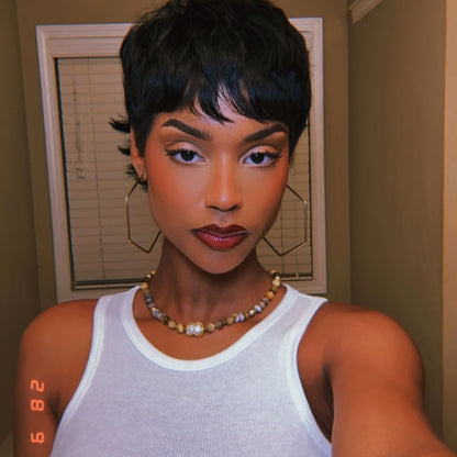 Full Lace 90s shaggy Pixie Cut Wig 100% Human Hair