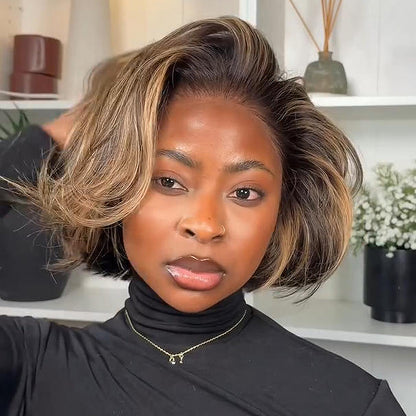 13x4 Lace Blonde Highlights Volume Layered Bob