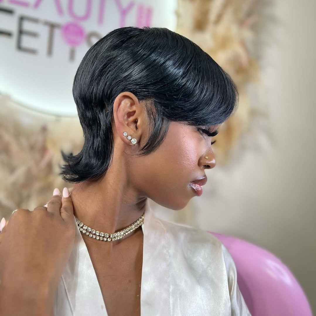 90s Shaggy Wolft Cut Side Part Pixie 13x4 Lace Wig