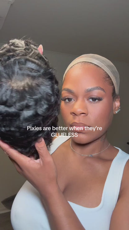 Full Lace Short Pixie Finger Wave Glueless Wig