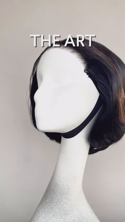 Coracrown Natural Realistic Highlights Layered Cut Bob 5×5 Lace Closure Wig