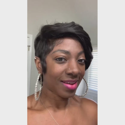 Glueless Short Pixie Cut Long Bangs Full Lace/13x4 Lace Frontal Wig