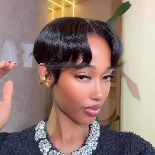 Boss Lady Mid Part Layered Pixie Cut Wig With Bangs