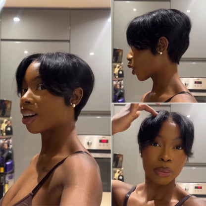 Boss Lady Mid Part Layered Pixie Cut Wig With Bangs