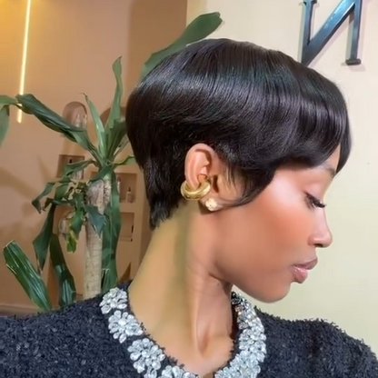 Boss Lady Mid Part Layered Pixie Cut Wig With Bangs
